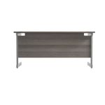 Jemini Single Rectangular Desk 1800x600x730mm Grey Oak/Silver KF800772