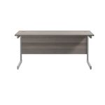 Jemini Single Rectangular Desk 1800x600x730mm Grey Oak/Silver KF800772