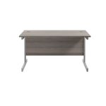 Jemini Single Rectangular Desk 1200x800x730mm Grey Oak/Silver KF801014