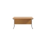 Jemini Single Rectangular Desk 1200x800x730mm Nova Oak/Silver KF801020