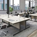 Jemini Single Rectangular Desk 1200x800x730mm Nova Oak/Silver KF801020