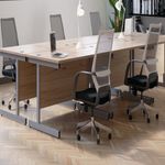 Jemini Single Rectangular Desk 1200x800x730mm Nova Oak/Silver KF801020