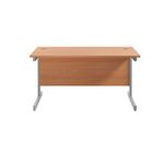Jemini Single Rectangular Desk 1400x800x730mm Beech/Silver KF801126