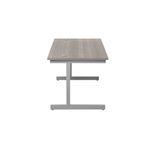 Jemini Single Rectangular Desk 1400x800x730mm Grey Oak/Silver KF801139