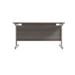 Jemini Single Rectangular Desk 1400x800x730mm Grey Oak/Silver KF801139