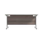 Jemini Single Rectangular Desk 1600x800x730mm Grey Oak/Silver KF801257