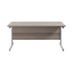 Jemini Single Rectangular Desk 1600x800x730mm Grey Oak/Silver KF801257