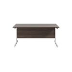 Jemini Single Rectangular Desk 1600x800x730mm Grey Oak/White KF801312