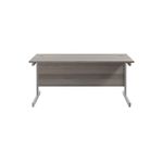 Jemini Single Rectangular Desk 1800x800x730mm Grey Oak/Silver KF801375