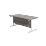 Jemini Single Rectangular Desk 1800x800x730mm Grey Oak/White KF801437