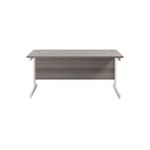 Jemini Single Rectangular Desk 1800x800x730mm Grey Oak/White KF801437