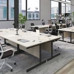 Jemini Radial Left Hand Cantilever Desk 1600x1200x730mm Beech/Silver KF801721