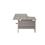 Jemini Radial Left Hand Cantilever Desk 1600x1200x730mm Grey Oak/Silver KF801734