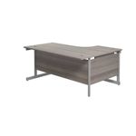 Jemini Radial Left Hand Cantilever Desk 1600x1200x730mm Grey Oak/Silver KF801734