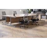 Jemini Radial Left Hand Cantilever Desk 1600x1200x730mm Grey Oak/Silver KF801734