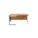 Jemini Radial Left Hand Cantilever Desk 1600x1200x730mm Nova Oak/Silver KF801740