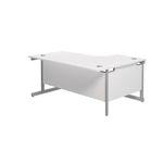 Jemini Radial Left Hand Cantilever Desk 1600x1200x730mm White/Silver KF801756