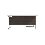 Jemini Radial Left Hand Cantilever Desk 1600x1200x730mm Dark Walnut/Silver KF801778