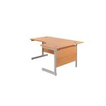 Jemini Radial Right Hand Cantilever Desk 1600x1200x730mm Beech/Silver KF801784