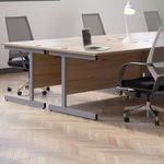 Jemini Radial Right Hand Cantilever Desk 1600x1200x730mm Beech/Silver KF801784