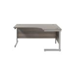 Jemini Radial Right Hand Cantilever Desk 1600x1200x730mm Grey Oak/Silver KF801790