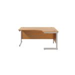 Jemini Radial Right Hand Cantilever Desk 1600x1200x730mm Nova Oak/Silver KF801805