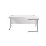 Jemini Radial Right Hand Cantilever Desk 1600x1200x730mm White/Silver KF801811