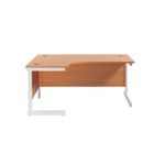 Jemini Radial Left Hand Cantilever Desk 1600x1200x730mm Beech/White KF801846