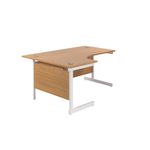 Jemini Radial Left Hand Cantilever Desk 1600x1200x730mm Nova Oak/White KF801868