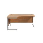 Jemini Radial Left Hand Cantilever Desk 1800x1200x730mm Nova Oak/Silver KF801986