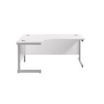 Jemini Radial Left Hand Cantilever Desk 1800x1200x730mm White/Silver KF801992