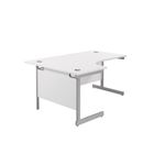Jemini Radial Left Hand Cantilever Desk 1800x1200x730mm White/Silver KF801992