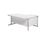 Jemini Radial Left Hand Cantilever Desk 1800x1200x730mm White/Silver KF801992