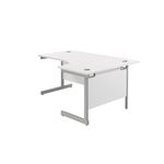 Jemini Radial Right Hand Cantilever Desk 1800x1200x730mm White/Silver KF802051