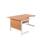 Jemini Radial Left Hand Cantilever Desk 1800x1200x730mm Beech/White KF802089