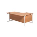 Jemini Radial Left Hand Cantilever Desk 1800x1200x730mm Beech/White KF802089