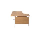 Jemini Radial Left Hand Cantilever Desk 1800x1200x730mm Nova Oak/White KF802100