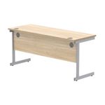 Astin Rectangular Single Upright Cantilever Desk 1600x600x730mm Canadian Oak/Silver KF803037