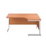 First Radial Right Hand Desk 1600x1200x730mm Beech/White KF803102