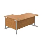 First Radial Right Hand Desk 1600x1200x730mm Nova Oak/White KF803119