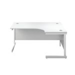 First Radial Right Hand Desk 1600x1200x730mm White/White KF803126