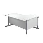 First Radial Left Hand Desk 1800x1200x730mm White/Silver KF803157