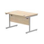Astin Rectangular Single Upright Cantilever Desk 1200x800x730mm Canadian Oak/Silver KF803158