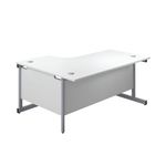 First Radial Right Hand Desk 1800x1200x730mm White/Silver KF803188