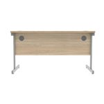 Astin Rectangular Single Upright Cantilever Desk 1400x800x730mm Canadian Oak/Silver KF803288