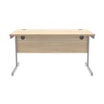 Astin Rectangular Single Upright Cantilever Desk 1400x800x730mm Canadian Oak/Silver KF803288