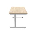 Astin Rectangular Single Upright Cantilever Desk 1600x800x730mm Canadian Oak/Silver KF803297