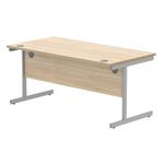 Astin Rectangular Single Upright Cantilever Desk 1600x800x730mm Canadian Oak/Silver KF803297