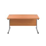 First Rectangular Cantilever Desk 1400x800x730mm Beech/Silver KF803379