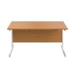 First Rectangular Cantilever Desk 1400x800x730mm Nova Oak/White KF803416